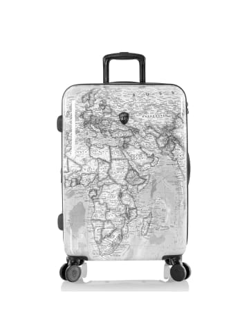 Heys Black Camo 4 Rollen Trolley M 66 cm mit Dehnfalte in black-white world map