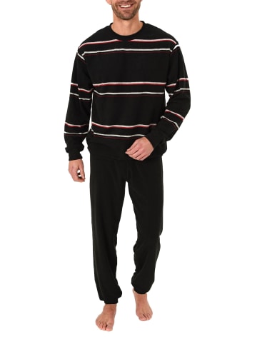 NORMANN Frottee Pyjama Schlafanzug Bündchen - 40359 in rot
