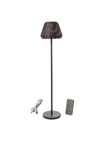 MARELIDA LED Garten Stehlampe in Rattanoptik dimmbar aufladbar Fernb. H: 150cm in braun