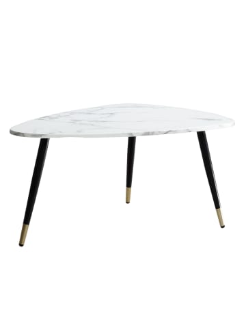 KADIMA DESIGN Couchtisch 90x60x41 cm mit Marmor Optik , Dreibein in Weiß