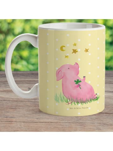 Mr. & Mrs. Panda Kindertasse Schwein Glück ohne Spruch in Gelb Pastell