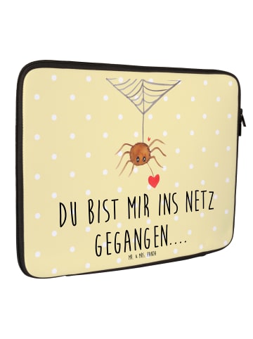 Mr. & Mrs. Panda Laptophülle Spinne Agathe Liebe mit Spruch in Gelb Pastell