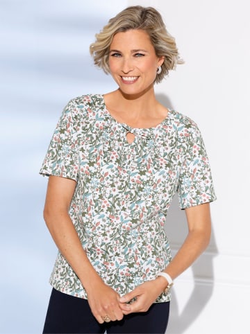 Sieh an! Kurzarmshirt in weiß-flamingo-bedruckt