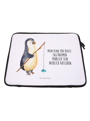 Mr. & Mrs. Panda Notebook Tasche Pinguin Angler mit Spruch in Weiß