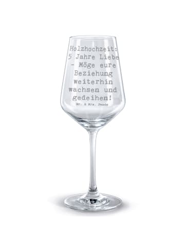 Mr. & Mrs. Panda Kelch Spruch 5. Hochzeitstag Holzhochzeit mit S... in Transparent