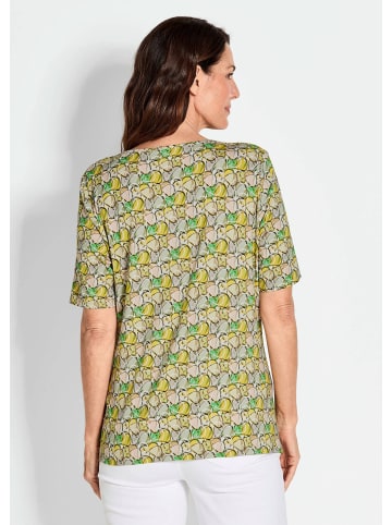 GOLDNER Kurzgröße:  Multicolor-Shirt mit Halbarm, Rundhalsausschnitt in grün / gelb / gemustert