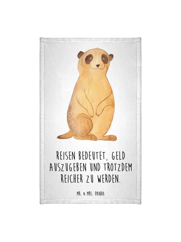 Mr. & Mrs. Panda Gästehandtuch Erdmännchen mit Spruch in Weiß