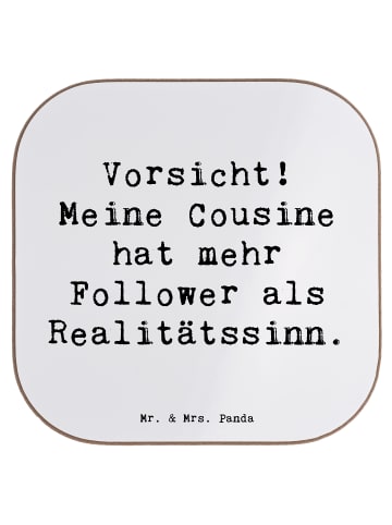 Mr. & Mrs. Panda Untersetzer Cousine Influencer mit Spruch in Weiß