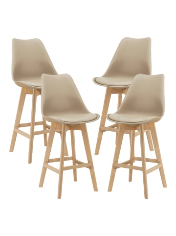 en.casa 4er-Set Barstuhl Lublin in Beige (H)105cm (B)48cm (T)58cm