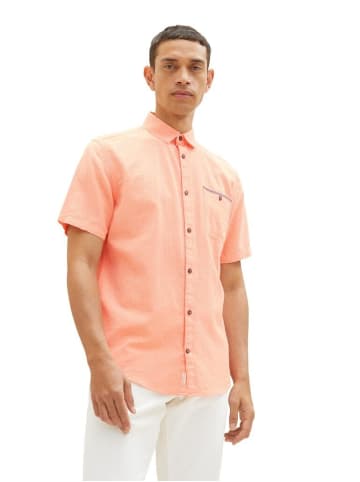 Tom Tailor Halbarmhemd in orange white chambray