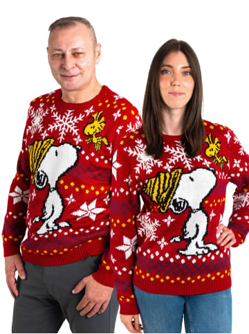 Snoopy The Peanuts Snoopy Winterpullover Winter Strick Pullover Ugly Sweater in rot
