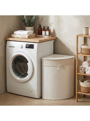 NUXIO Eck-Wäschekorb ARCO, Bambus, 60 l in Weiß, (B) 35 x (H) 60 x (L) 35 cm
