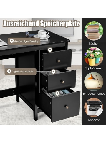 COSTWAY Schreibtisch 120cm in Schwarz