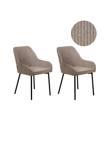 Beliani 2er-Set Esszimmerstuhl LOVERNA in Beige/Schwarz