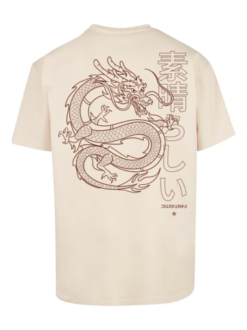 F4NT4STIC T-Shirt Oversized PLUS SIZE Drache Dragon Japan in sand
