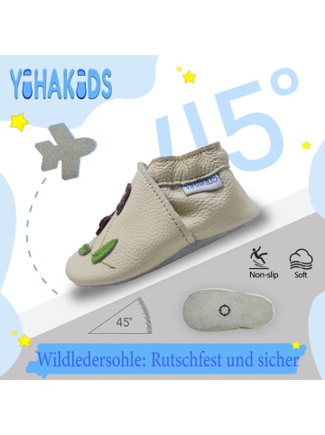 Yihakids Baby Krabbelschuhe aus Leder, weiche Lauflernschuhe mit rutschfester Sohle 
