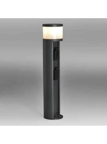 Licht-Trend Pollerleuchte Rook O mit Steckdose H 46,5cm IP54 in Anthrazit