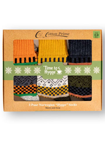 Vincent Creation® 3 Paar Bunte Norwegersocken Hygge Socken in Bunt