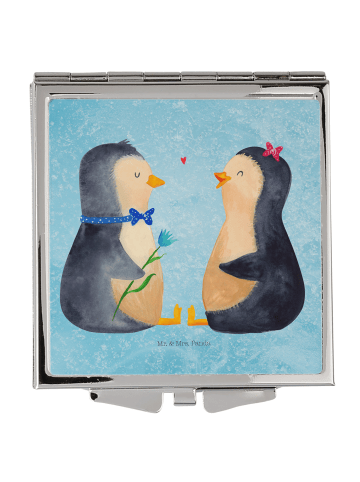 Mr. & Mrs. Panda Schminkspiegel Pinguin Pärchen ohne Spruch in Eisblau