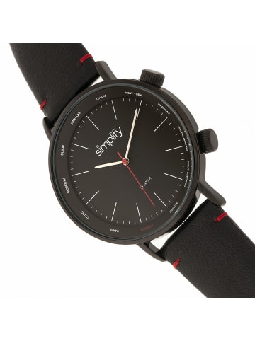 Simplify Die 3300 Lederarmbanduhr in Black