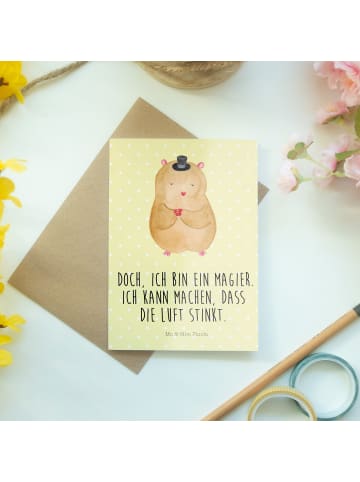 Mr. & Mrs. Panda Grußkarte Hamster Hut mit Spruch in Gelb Pastell
