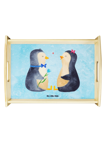 Mr. & Mrs. Panda Serviertablett Pinguin Pärchen ohne Spruch in Eisblau