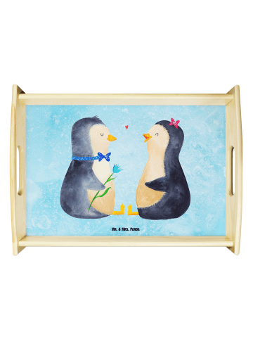 Mr. & Mrs. Panda Tablett Pinguin Pärchen ohne Spruch in Eisblau