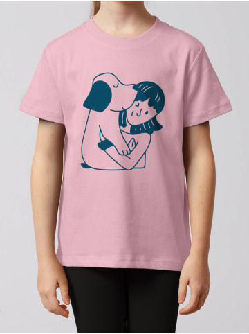 wat? Apparel T-Shirt Mädchen und Hund in Rosa