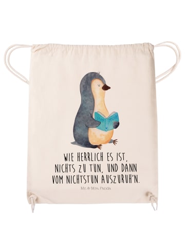 Mr. & Mrs. Panda Sportbeutel Pinguin Buch mit Spruch in Creme
