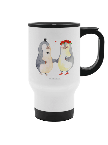 Mr. & Mrs. Panda Thermobecher Pinguin Heirat ohne Spruch in Weiß