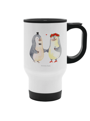 Mr. & Mrs. Panda thermosbecher Pinguin Heirat ohne Spruch in Weiß