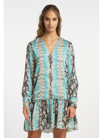 IZIA Damen Kleid Mit Reptilprint in Blau Mehrfarbig