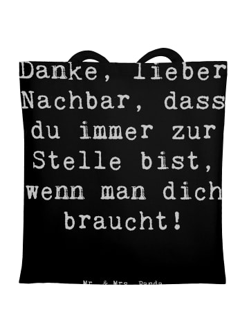 Mr. & Mrs. Panda Shopping Tasche Spruch Danke Nachbar mit Spruch in Schwarz
