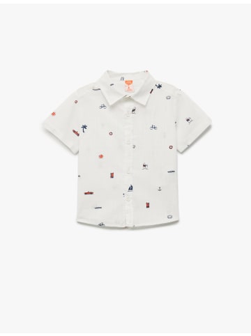 KOTON Shirt in Weiß Gemustert