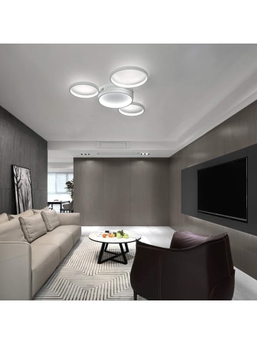 ZMH Deckenleuchte LED in weiß 4-flammige Ringe dimmbar 52W Modern
