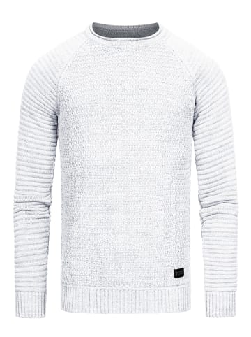 Rusty Neal Schwerer Biker Grobstrick Rundhals-Pullover in Weiß