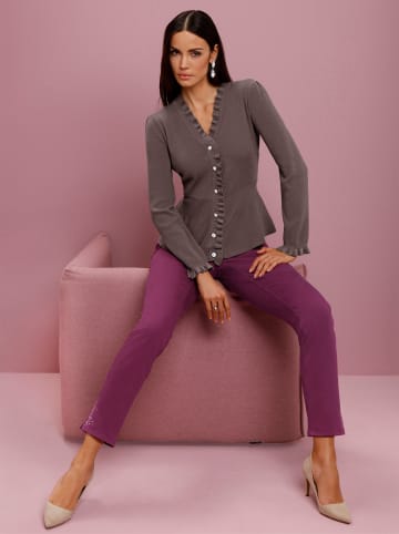 creation L Modal-Mix-Strickjacke in dunkeltaupe