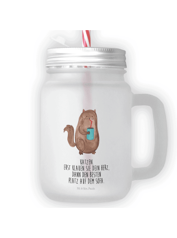 Mr. & Mrs. Panda Trinkglas Mason Jar Katze Dose mit Spruch in Transparent