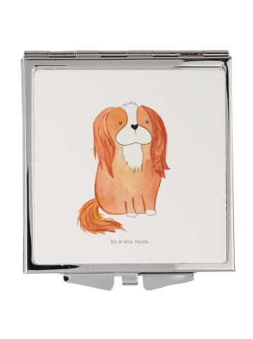 Mr. & Mrs. Panda Handtaschenspiegel quadratisch Hund Cavalier Ki... in Weiß