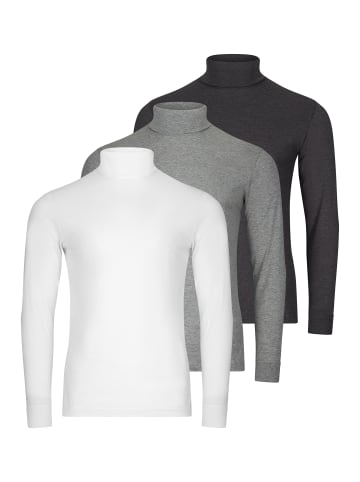 Ragman Rollkragenshirt Basic in Hellgrau / dunkelgrau / weiß