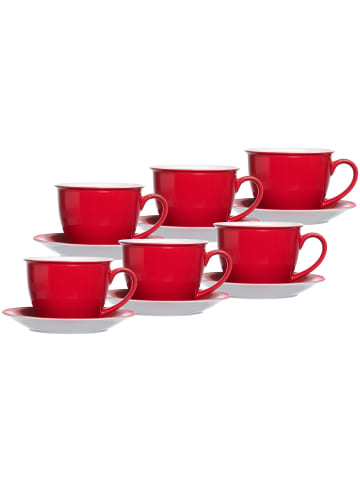 Ritzenhoff & Breker 6er Set Milchkaffee Tassen mit Untertassen Doppio 350 ml in Rot