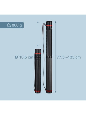 relaxdays Posterrolle in Rot/Schwarz - (H)77,5—135 x Ø 10,5 cm