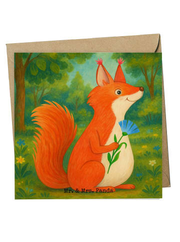 Mr. & Mrs. Panda Klappkarte Eichhörnchen Blume Design ohne Spruch in Weiß