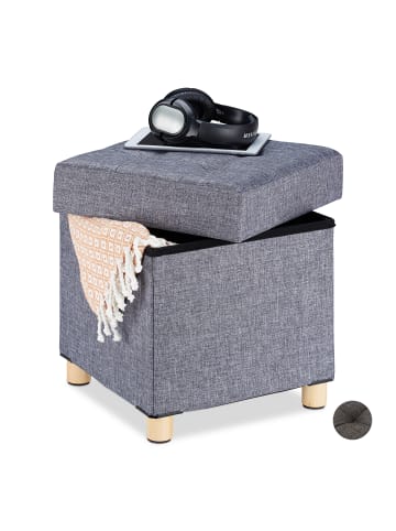 relaxdays Sitzhocker in Grau - (B)38x (H)40 x (T)38 cm