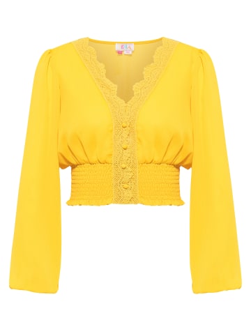 IZIA Damen Cropped Bluse Langarm in Gelb