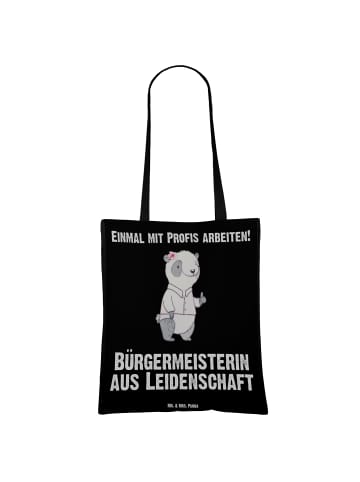 Mr. & Mrs. Panda Tote Bag Bürgermeisterin Leidenschaft mit Spruch in Schwarz