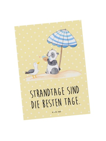 Mr. & Mrs. Panda Postkarte Sommer Strandtage mit Spruch in Gelb Pastell