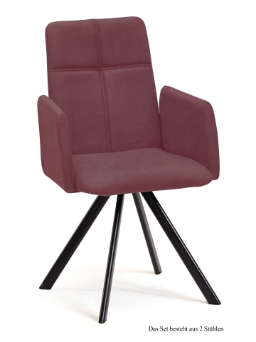 58 aufm Kessel ARMLEHNSTUHL drehbar (2er-Set) Desha 52x92x60 Schwarz/Marsala