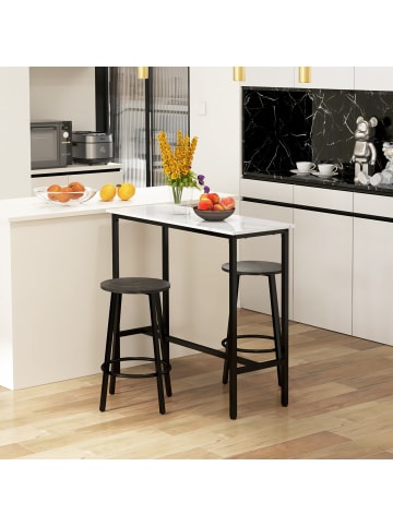 HOMCOM Bartisch Set-100L x 40B x 90H cm-Weiß+Schwarz