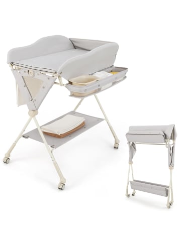 COSTWAY 5 in 1 Wickeltisch klappbar bis 6 Monaten in Beige